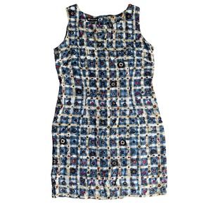 Monsoon Blue Floral Checked Mini Dress 10